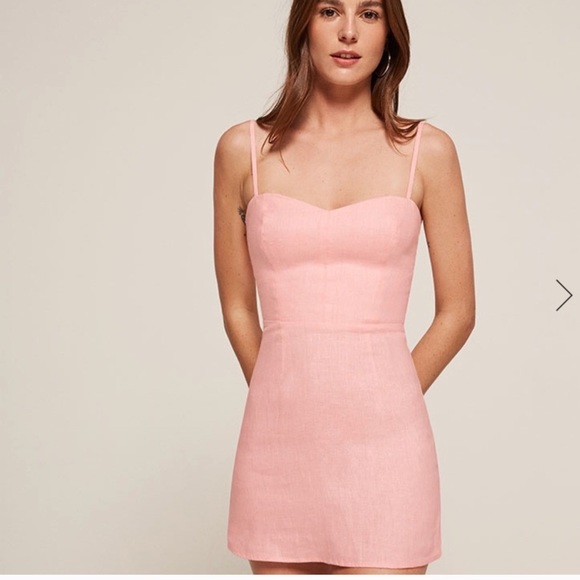 blush pink linen dress